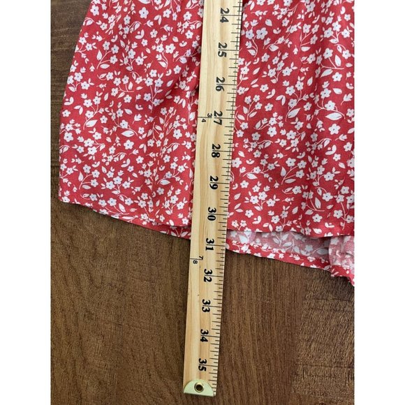 BLUE Rain Ditzy Floral Belted Waist Flutter Sleeve Romper in Coral Size Small - Picture 7 of 10